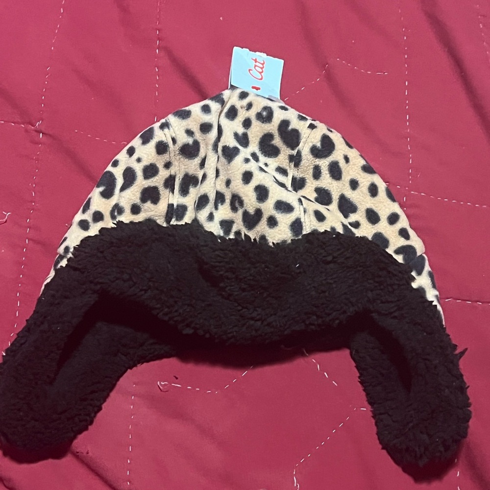 Leopard Print Kids Hat with Black Trim